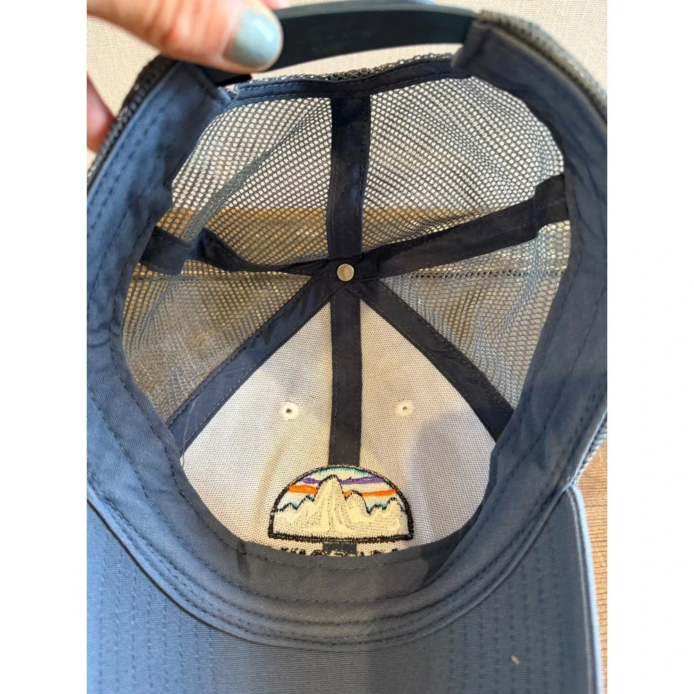 Patagonia 1973 LoPro Trucker Hat Blue Cream Mesh Snapback Mountain Patch Cap